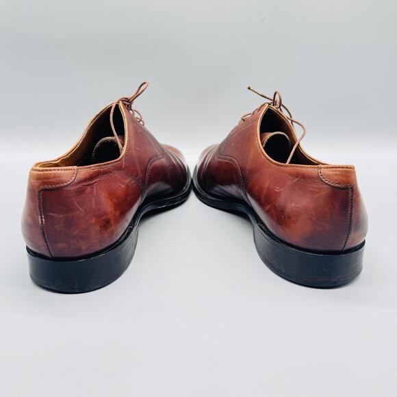 Sanders Shoes Mens 10.5 Brown Leathermade U.K. Oxford Cap Toe Lace Up Dress Vtg main image 14